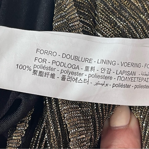 ZARA Gold Silver lurex Metallic Sleeveless Short Crop Top w/Ruffle Front Sz S - Picture 9 of 13